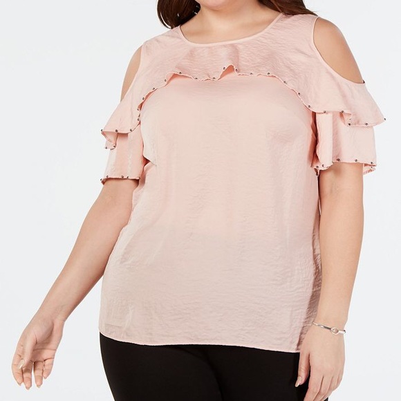 NEW JM Collection Embellished Ruffle Top - Picture 2 of 5